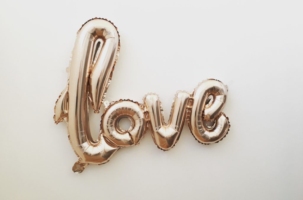 love spelled with balloons
