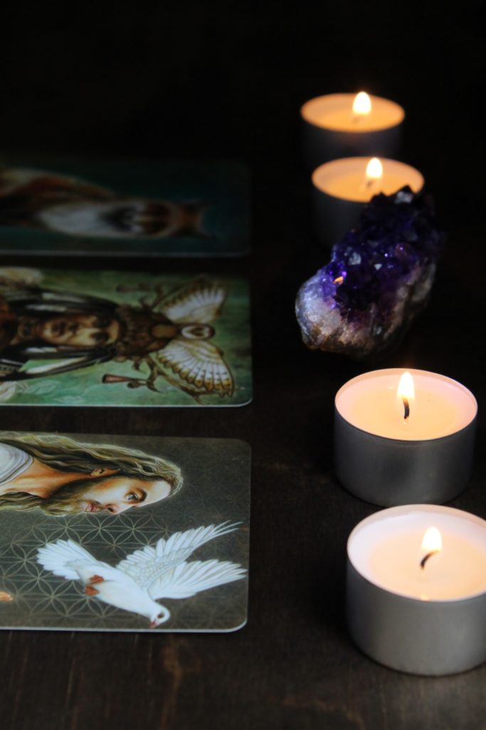 Tarot cards and candles 