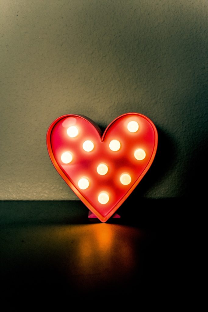 a heart-shaped lamp 