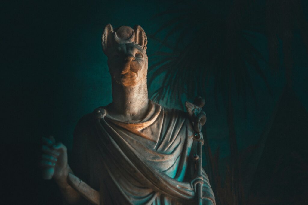 a statue of the Egyptian god Anubis