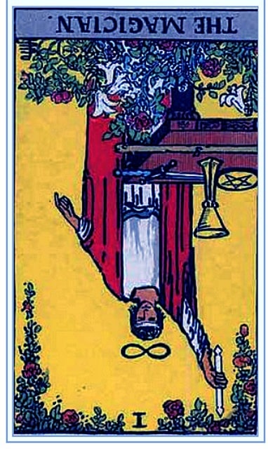 The Magician reversed tarot card