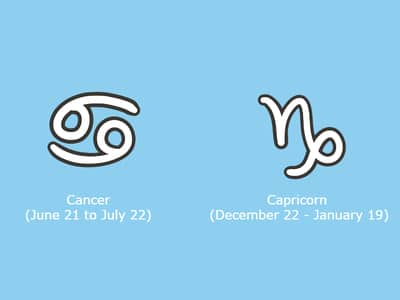 opposite signs - cancer and capricorn