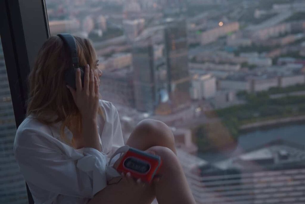 woman listening to music