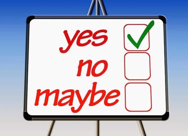 Options on the whiteboard - Yes, no, maybe