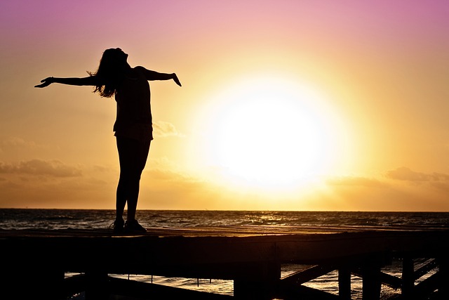 woman enjoying sunset