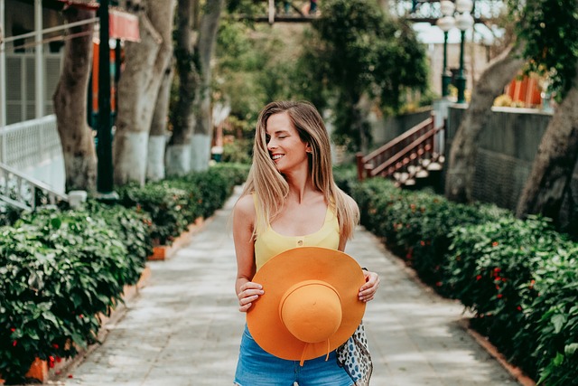 a woman embodying happiness and style