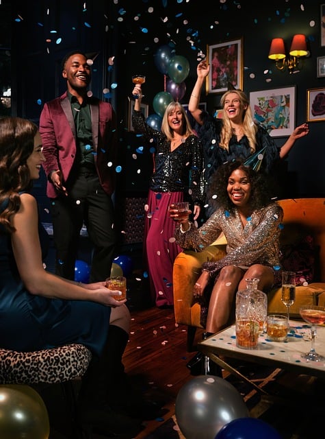 a group of friends is enjoying the party