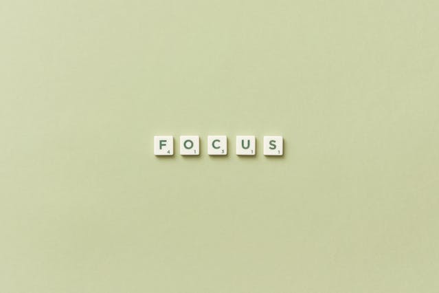 wooden letters spelling focus