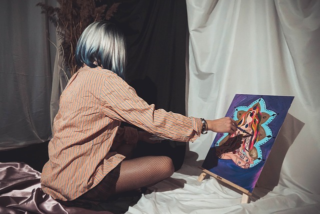 young woman painting
