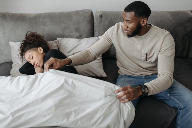 man taking care of his woman