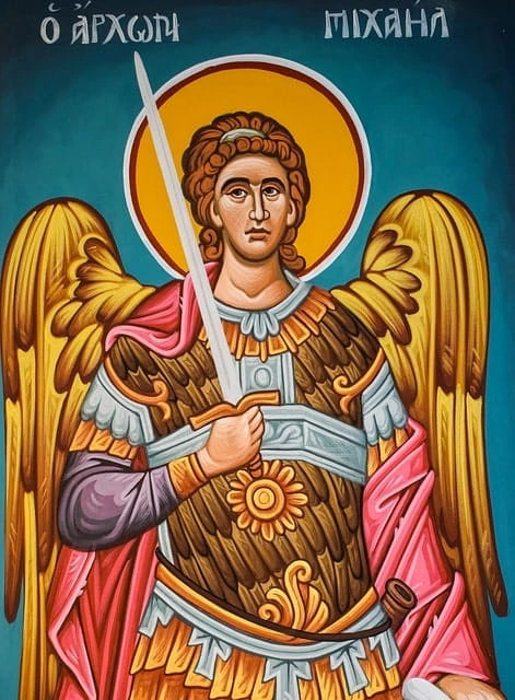 Byzantine icon of Archangel Michael holding a sword and sun | Trusted Astrology